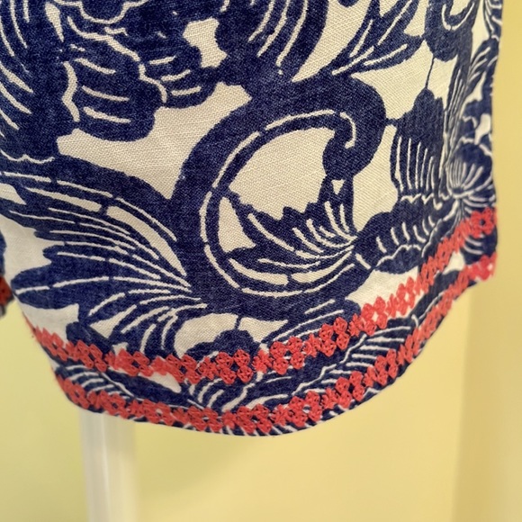 LOFT BLUE AND WHITE LINEN BLEND SHORTS - Picture 3 of 7